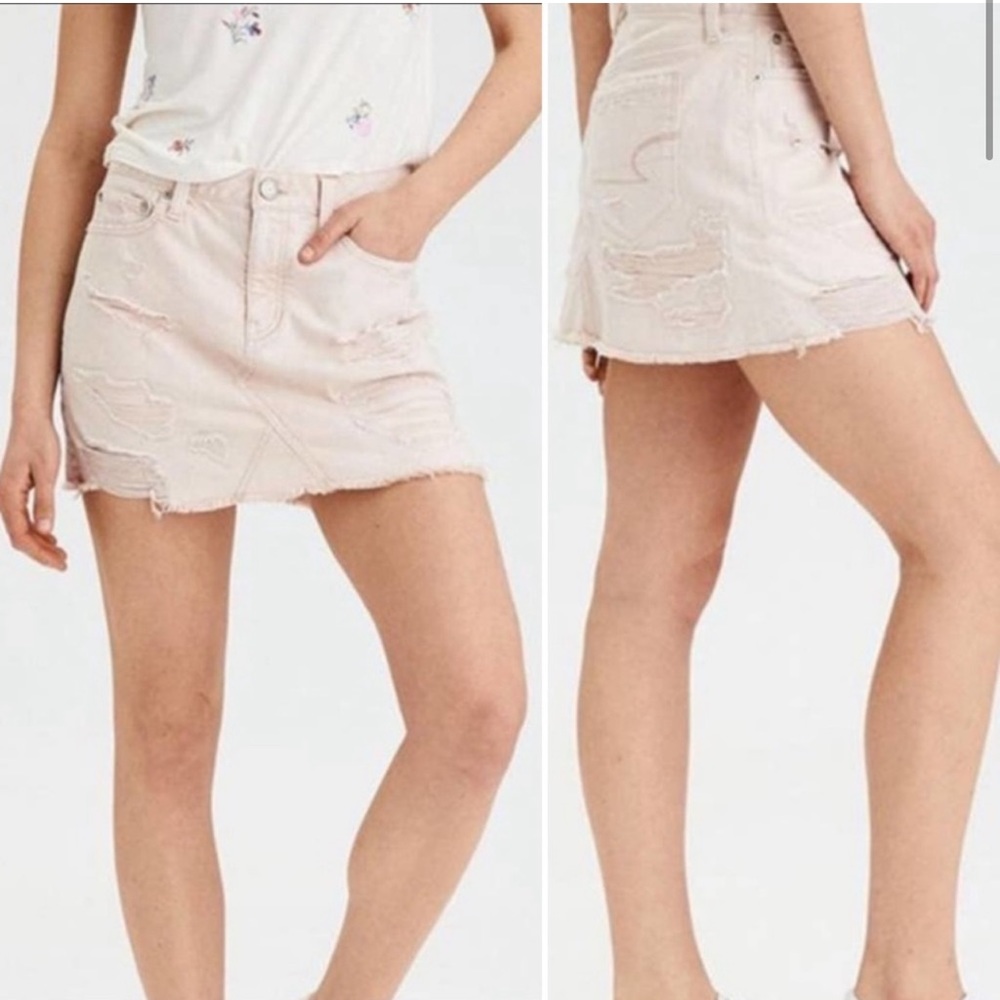 American Eagle Pink High Waisted Jean Skirt size 8
